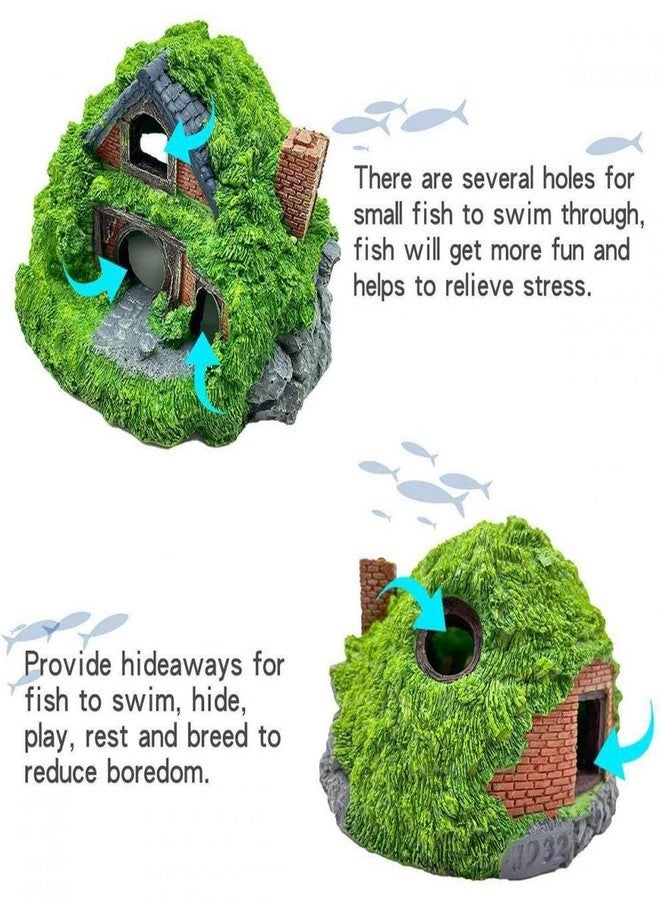 GOFYLIN Fish Tank Decorations kit, Aquarium Decor Hobbit House x 1pc, Fish Tank Accessories Aquatic Plants x 2pcs, Starfish x 2pcs. - Image 5